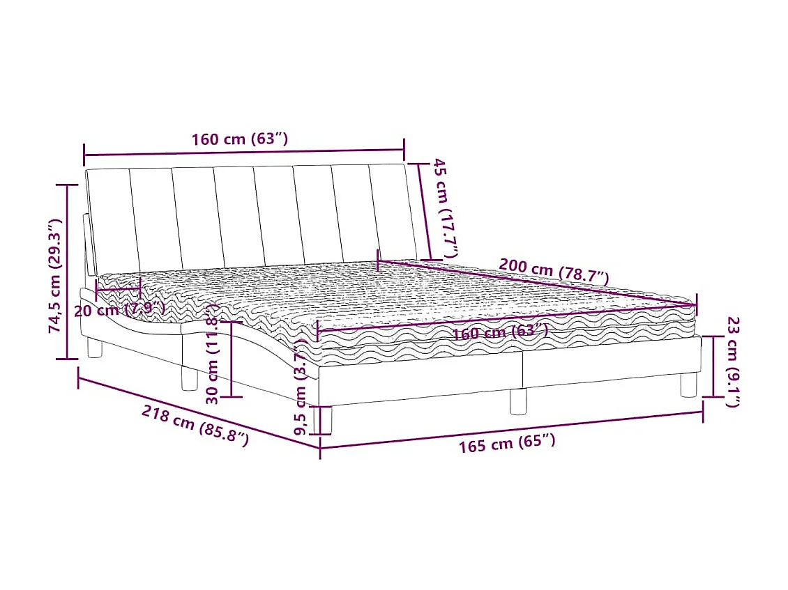 Bett mit Matratze "Hanko" Dunkelgrün 160x200 cm Samt