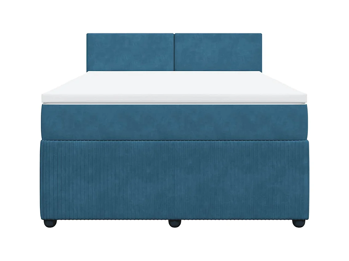 Giroletto a Molle con Materasso Blu 140x200 cm in Velluto
