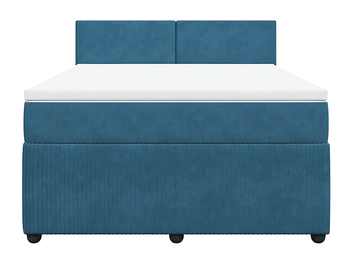 Cama com molas/colchão 140x200 cm veludo azul