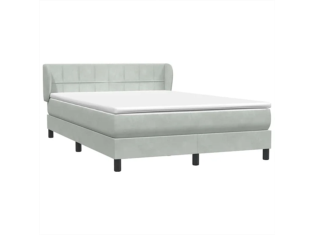 Cama box spring con colchón terciopelo gris claro 160x220 cm