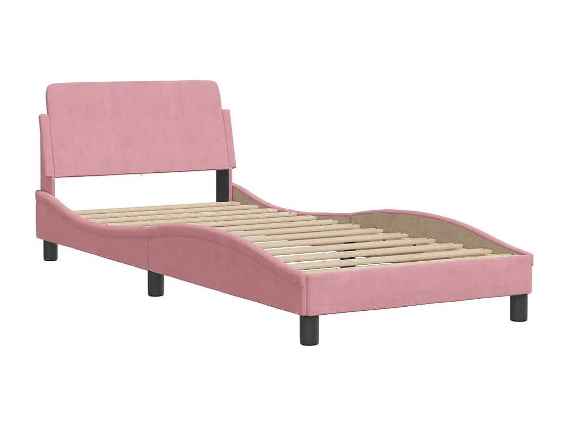 Bed met matras "Hanko" fluweel roze 90x200 cm