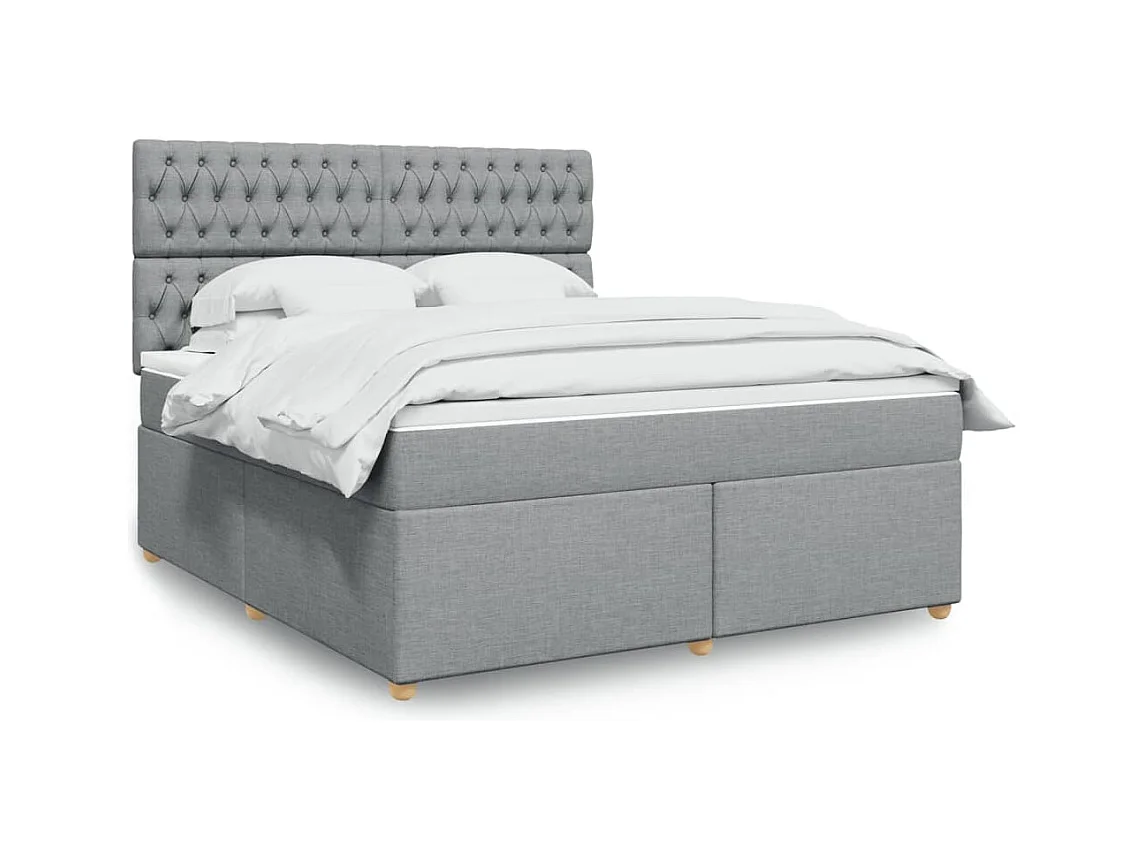 Boxspringbett mit Matratze Hellgrau 180x200 cm Stoff