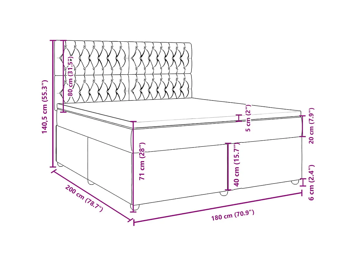 Boxspringbett mit Matratze Hellgrau 180x200 cm Stoff