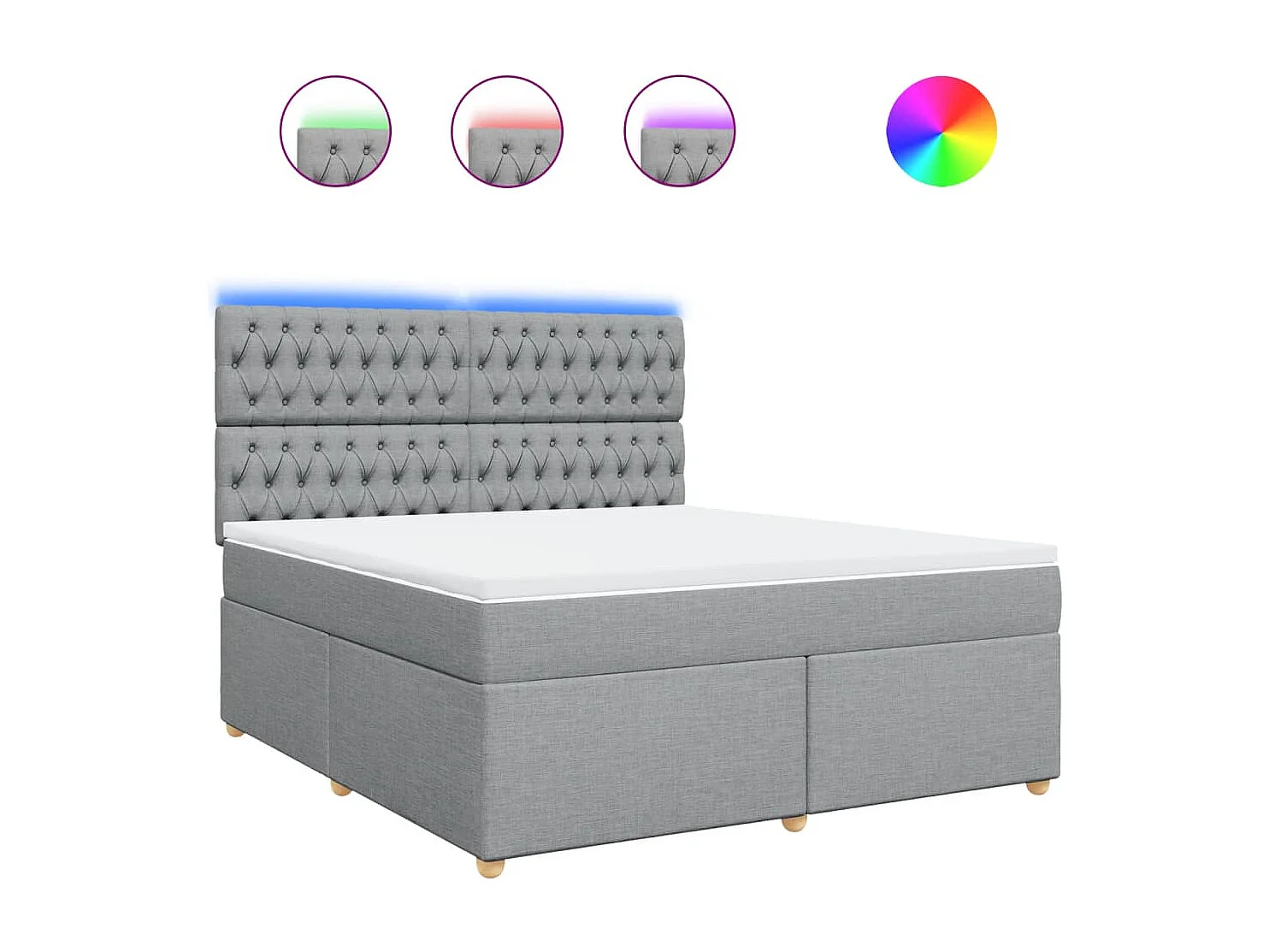 Sommier à lattes de lit avec matelas Gris clair 180x200cm Tissu