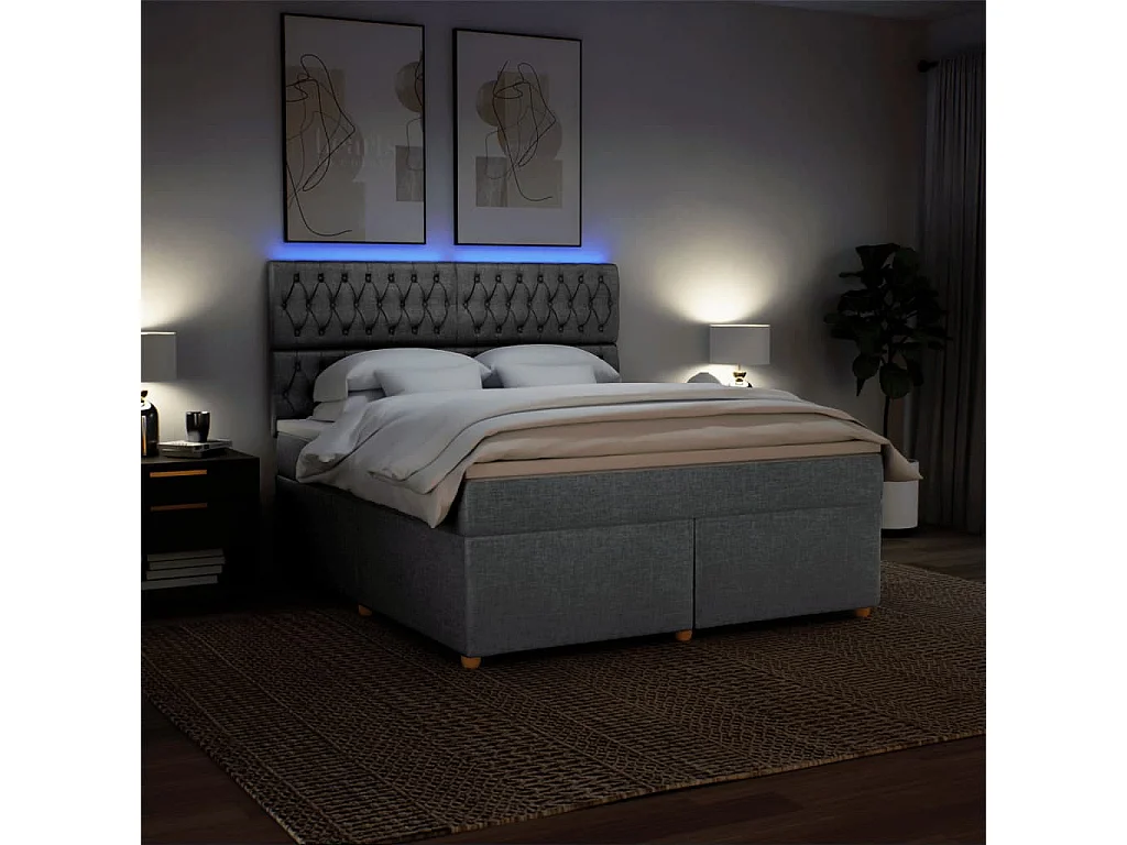 Giroletto a Molle con Materasso Grigio Chiaro180x200 cm Tessuto