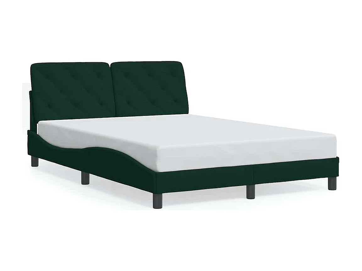 Cadre de lit avec LED sans matelas vert foncé 140x190 cm velours