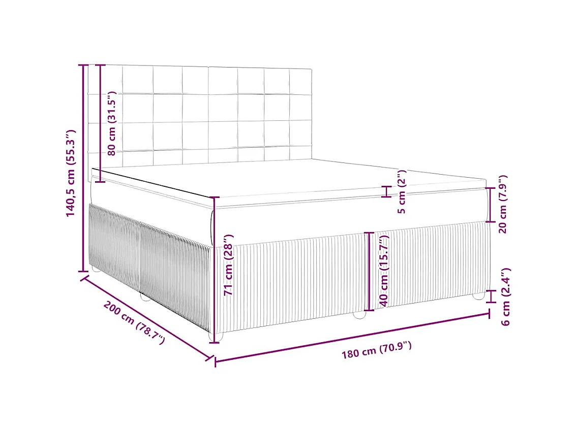 Boxspringbett mit Matratze Dunkelgrün 180x200 cm Samt