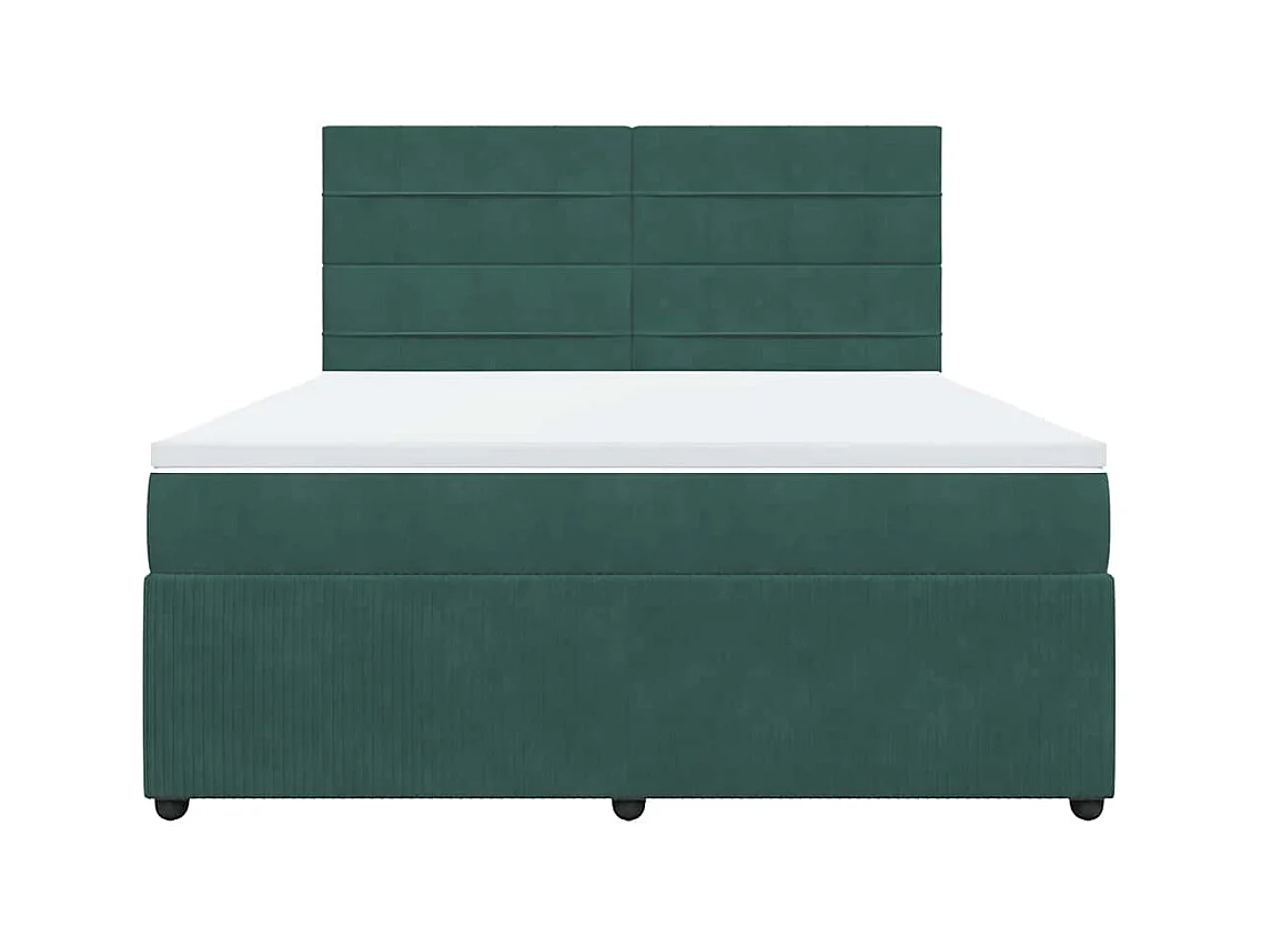 Boxspringbett mit Matratze Dunkelgrün 180x200 cm Samt