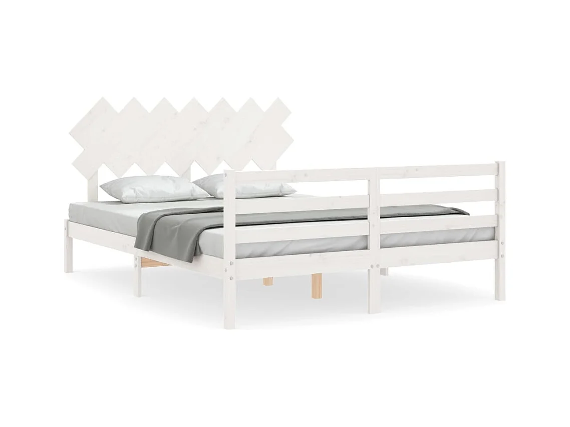 Cadre de lit sans matelas blanc 140x200 cm bois massif