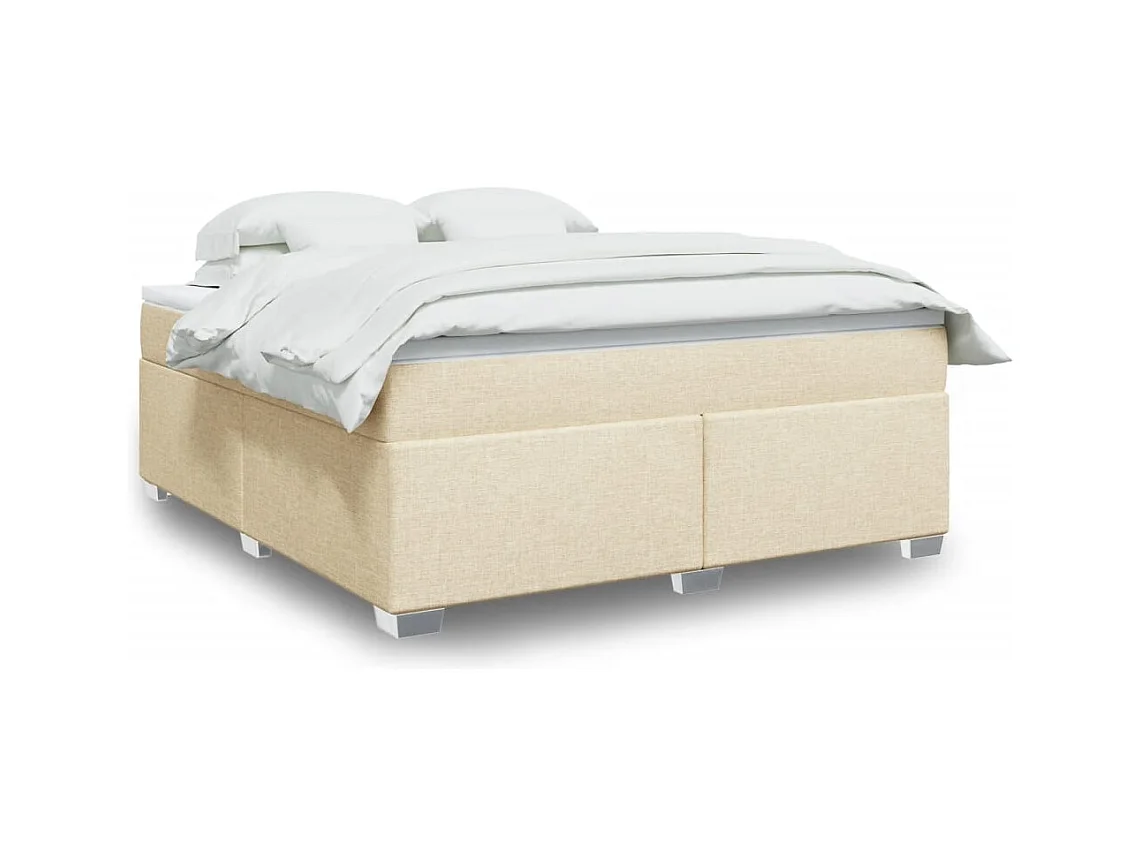 Giroletto a Molle con Materasso Crema 180x200 cm in Tessuto