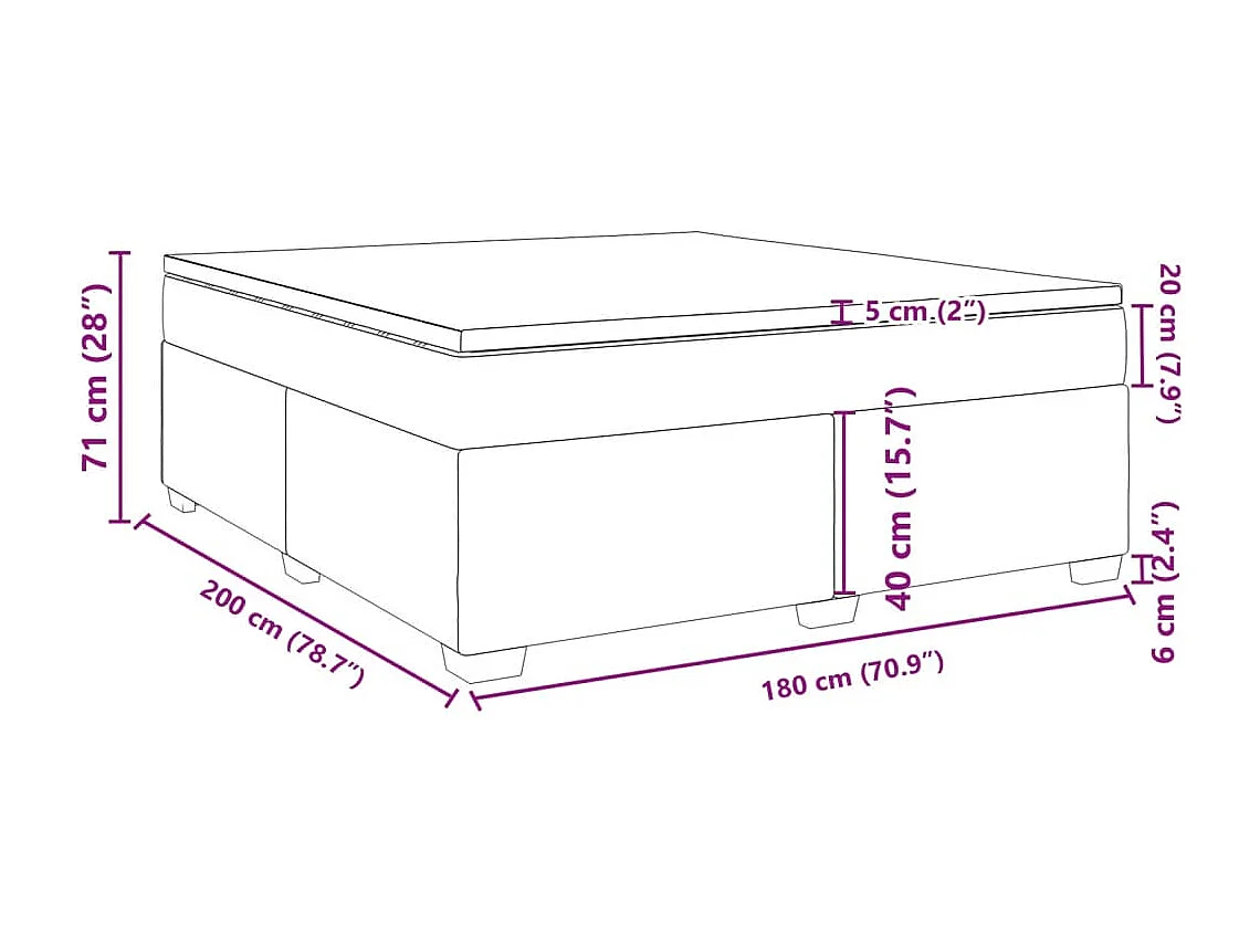 Sommier à lattes de lit avec matelas Crème 180x200 cm Tissu
