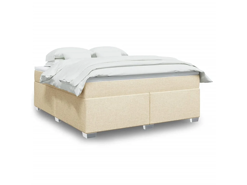 Giroletto a Molle con Materasso Crema 180x200 cm in Tessuto