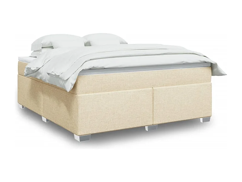 Giroletto a Molle con Materasso Crema 180x200 cm in Tessuto