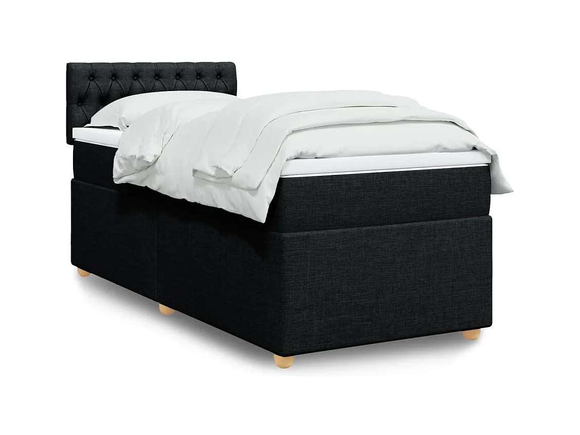 Sommier à lattes de lit avec matelas Noir 90x200 cm Tissu