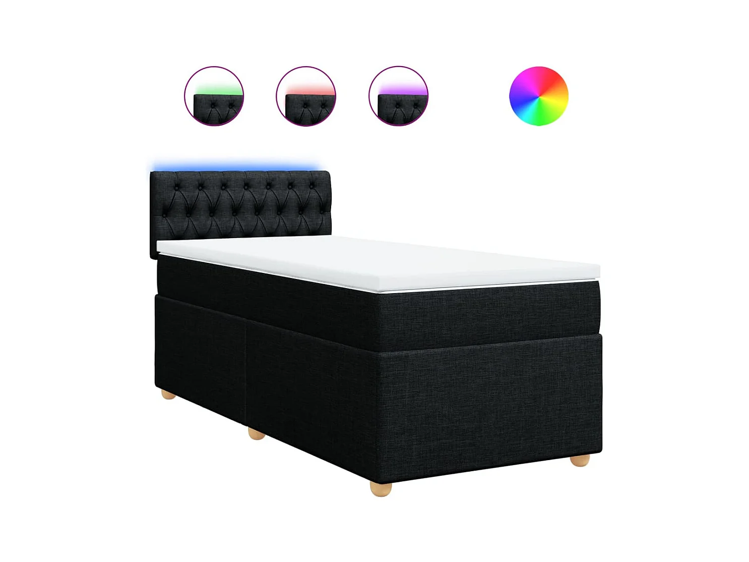 Sommier à lattes de lit avec matelas Noir 90x200 cm Tissu