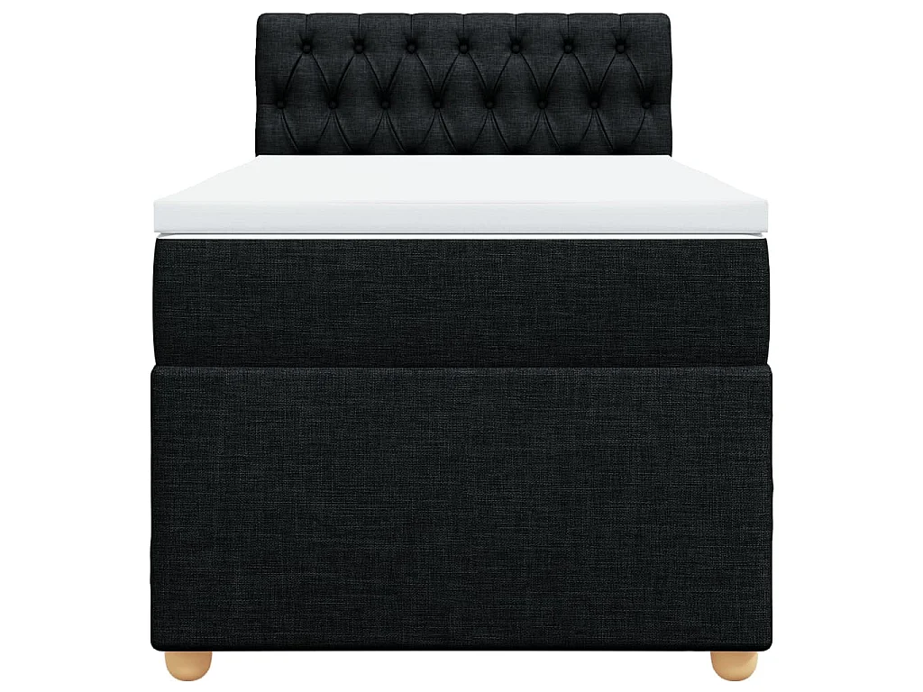 Cama box spring con colchón tela negro 90x200 cm