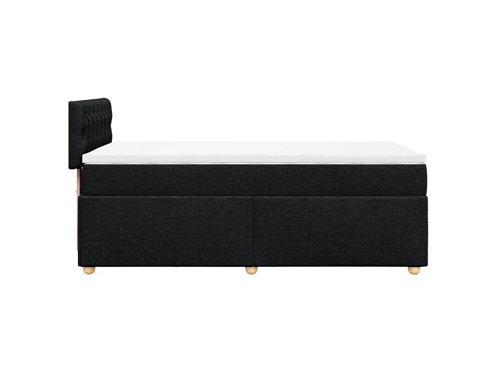 Cama box spring con colchón tela negro 90x200 cm