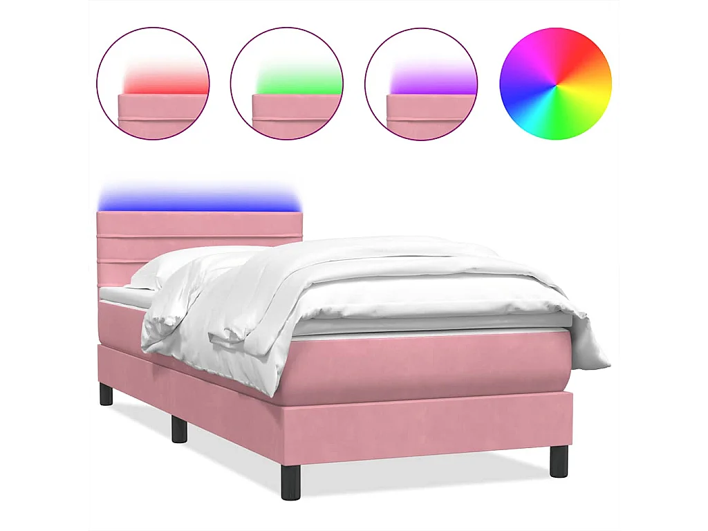 Boxspring met matras en LED fluweel roze 100x220 cm
