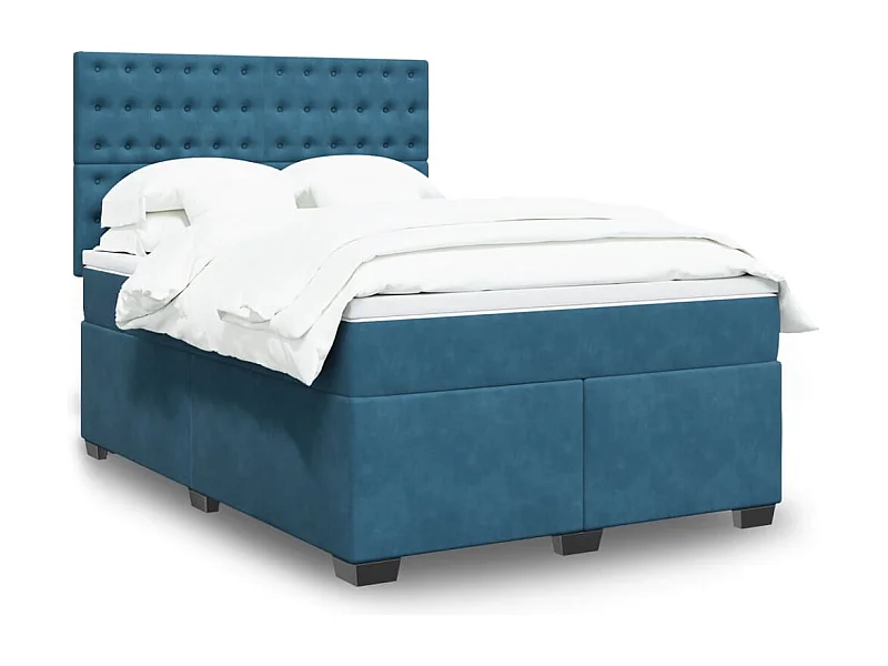Boxspring met matras fluweel blauw 140x190 cm