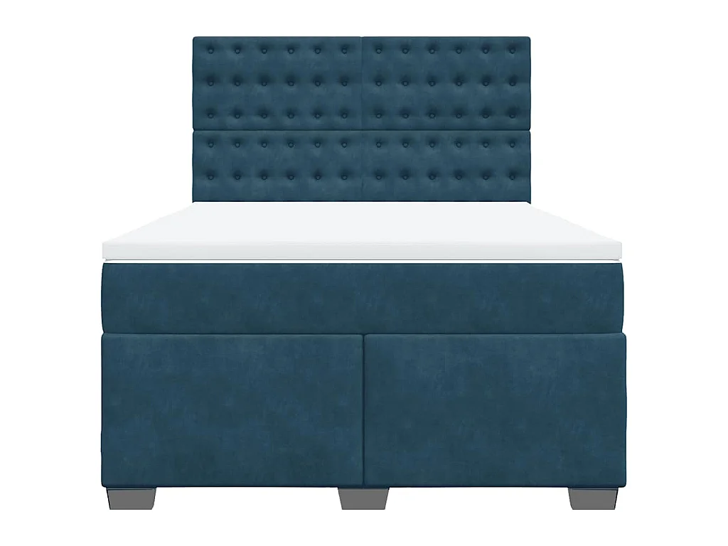 Boxspring met matras fluweel blauw 140x190 cm