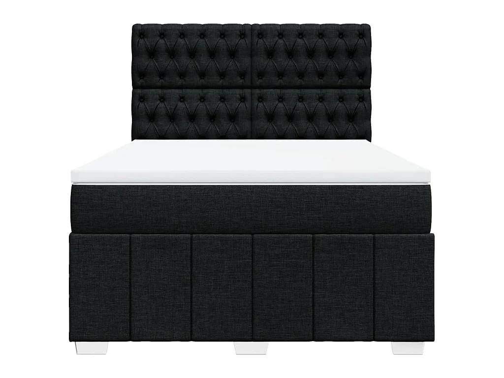 Boxspring met matras stof zwart 140x200 cm