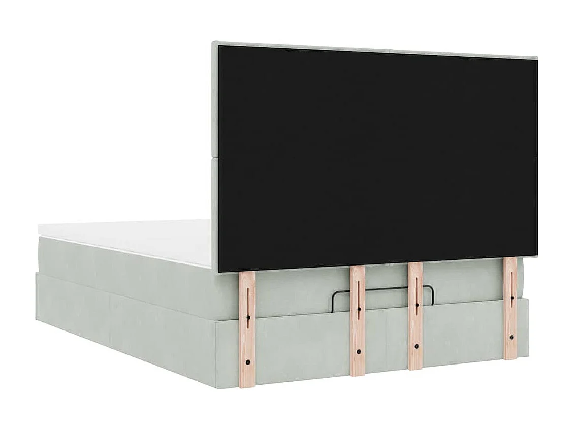 Ottoman-Bett mit Matratzen Hellgrau 140x200 cm Samt