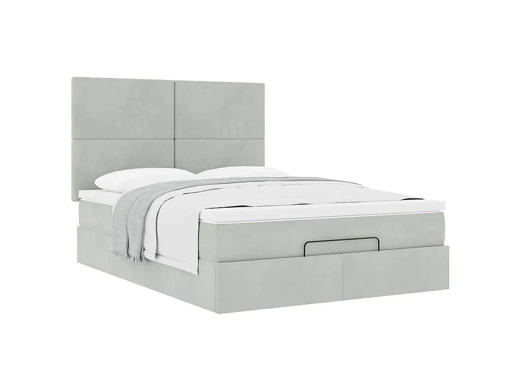 Struttura Letto Pouf con Materassi 140x200 cm in Velluto