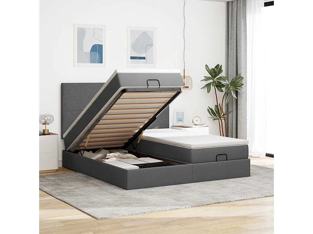 Struttura Letto Pouf con Materassi 160x200 cm in Tessuto