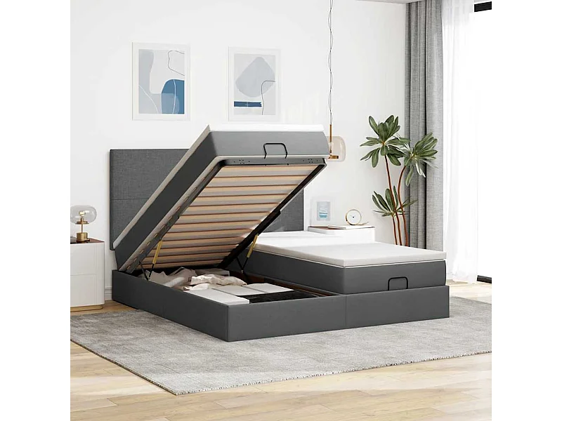 Struttura Letto Pouf con Materassi 160x200 cm in Tessuto