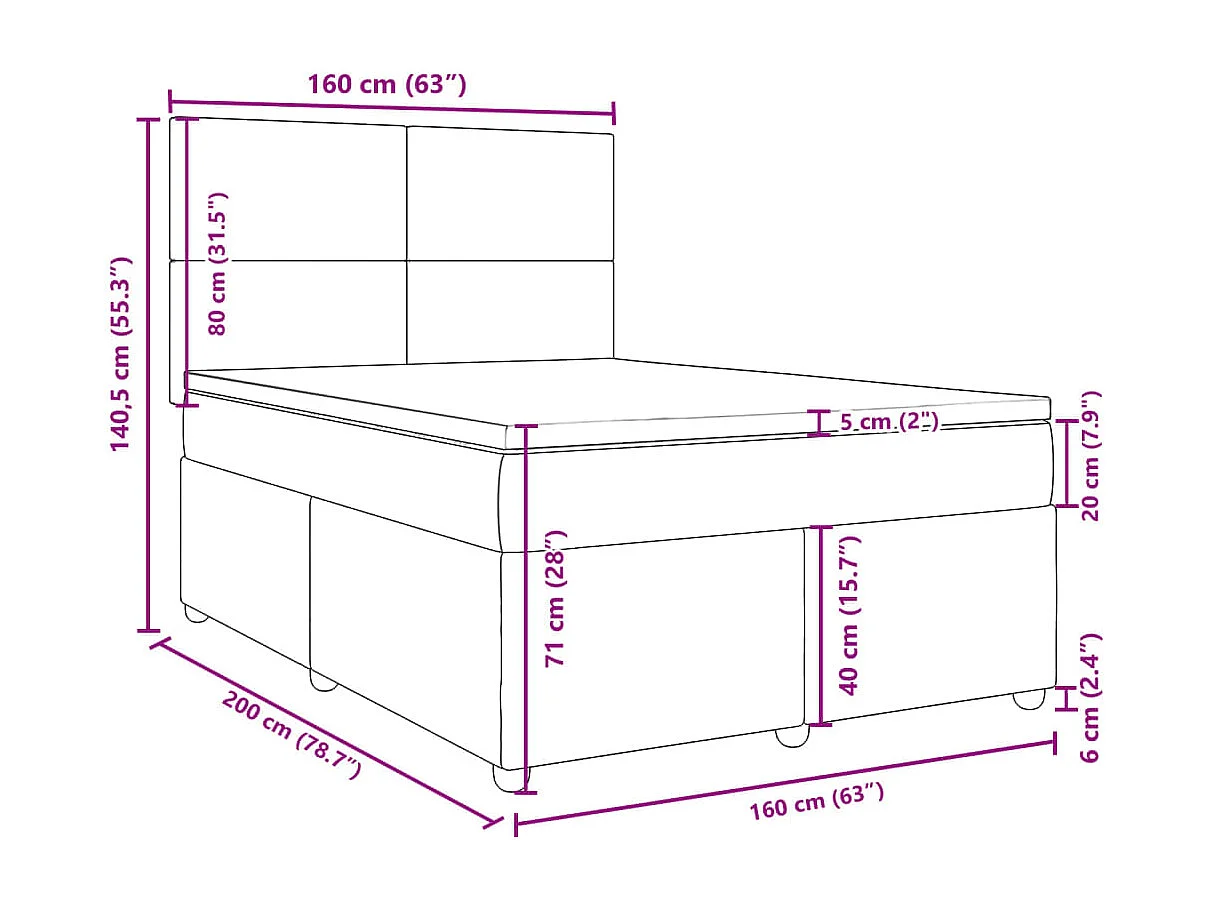 Boxspring met matras stof taupe 160x200 cm