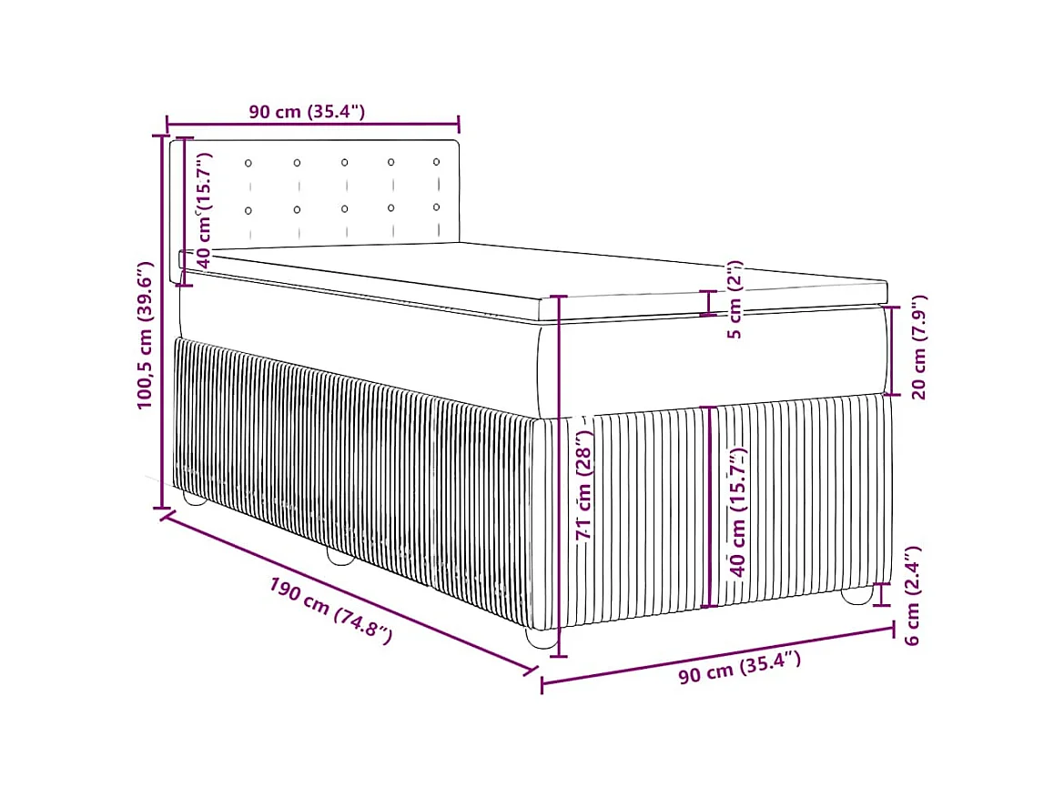 Sommier à lattes de lit avec matelas Taupe 90x190 cm Tissu