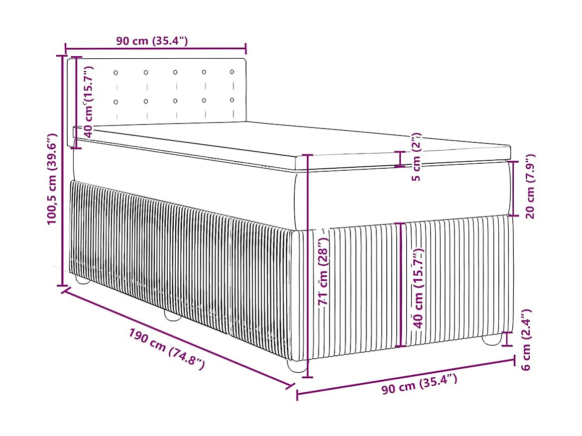 Giroletto a Molle con Materasso Tortora 90x190 cm in Tessuto