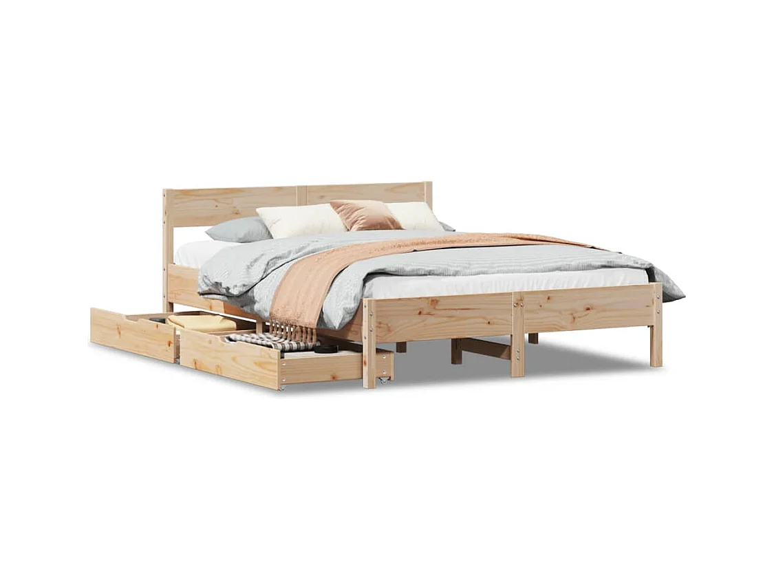 Cadre de lit sans matelas 140x200 cm bois massif de pin