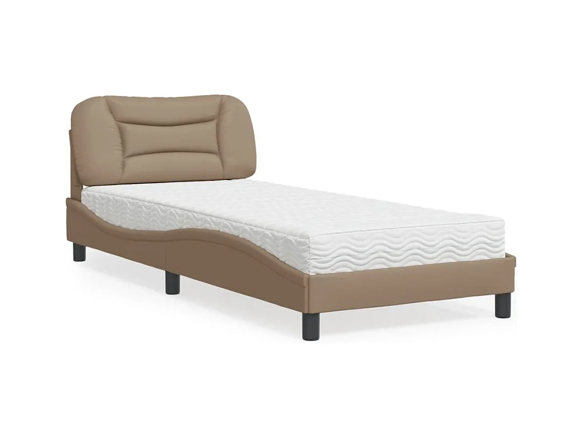 Lit avec matelas cappuccino 90x190 cm similicuir