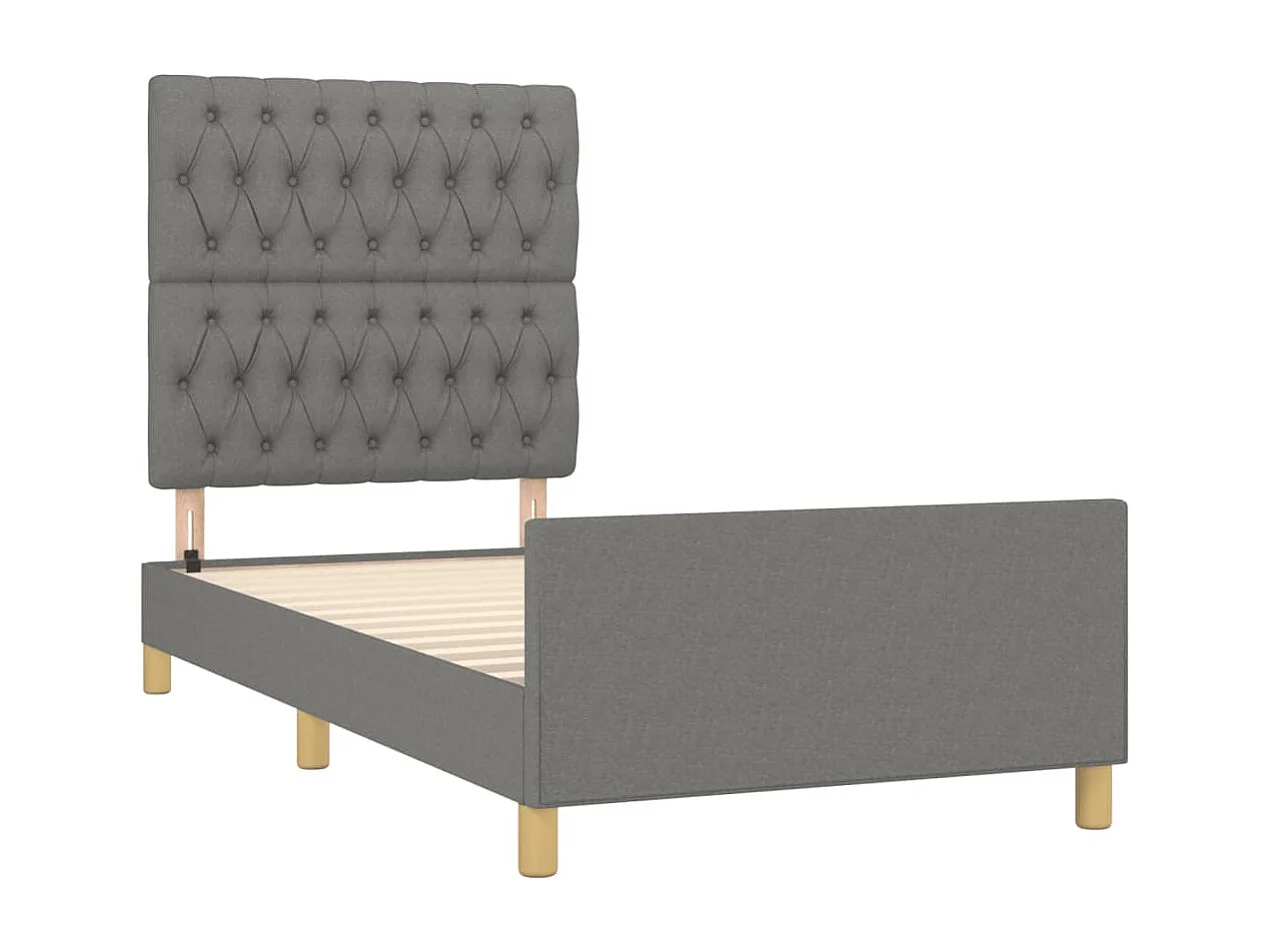 Cadre de lit sans matelas gris foncé 90x190 cm tissu