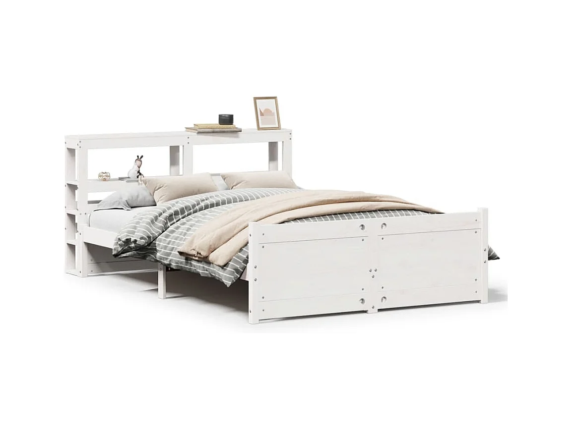 Estrutura de cama c/ cabeceira sem colchão 140x200 cm branco