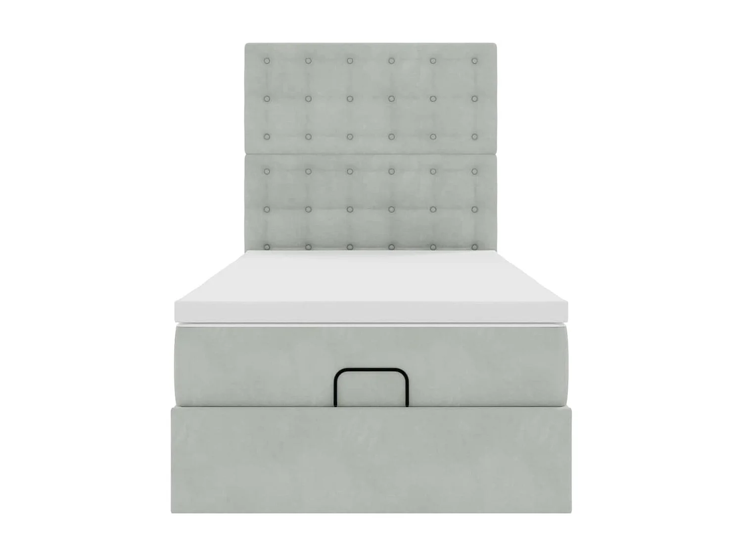 Ottoman bed met matrassen 90x200cm fluweel lichtgrijs