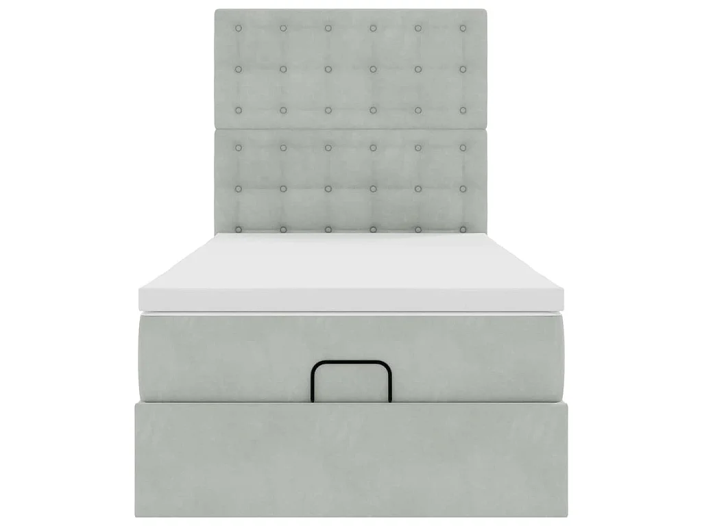Ottoman-Bett mit Matratzen Hellgrau 90x200 cm Samt