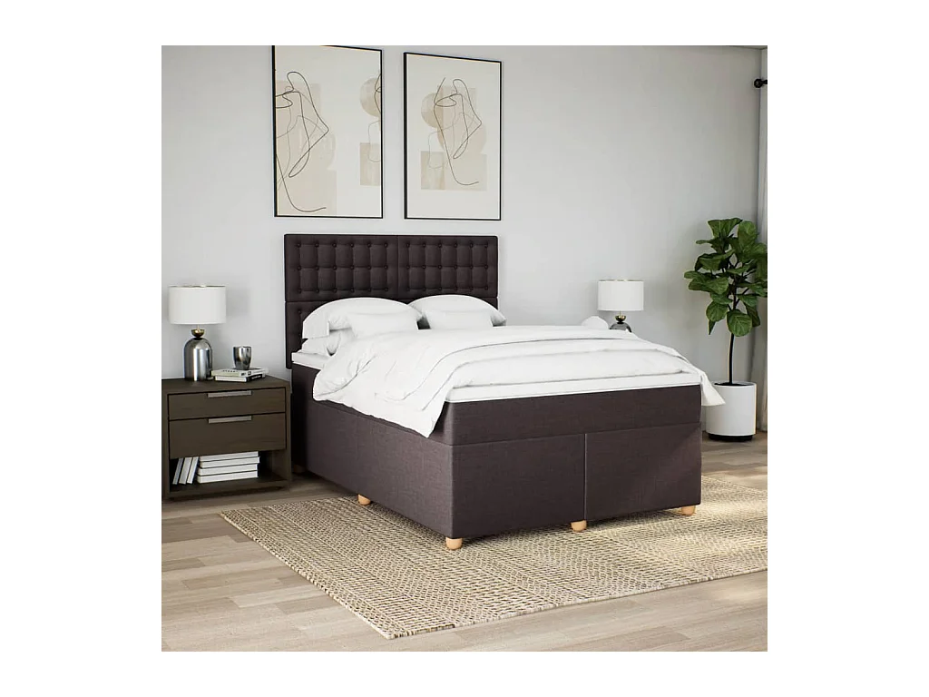 Sommier à lattes de lit avec matelas Marron foncé 140x200 cm
