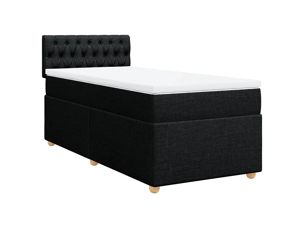 Cama box spring con colchón tela negro 90x200 cm