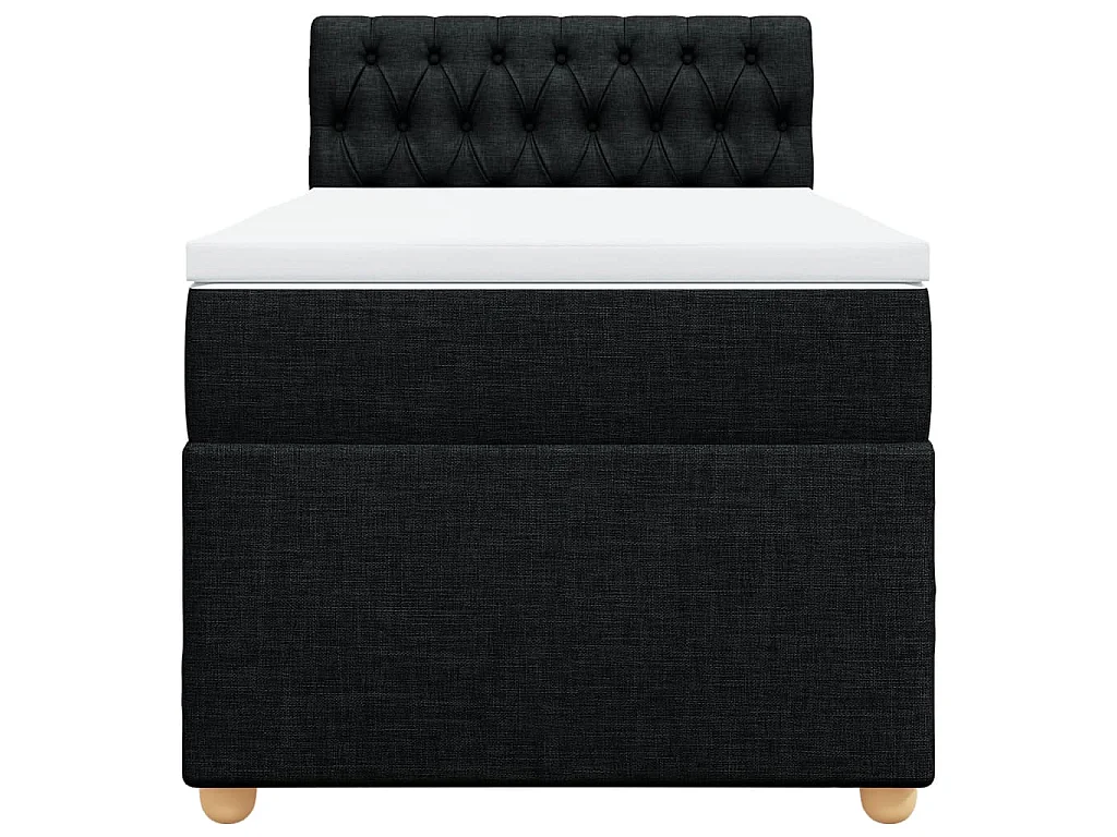 Cama box spring con colchón tela negro 90x200 cm