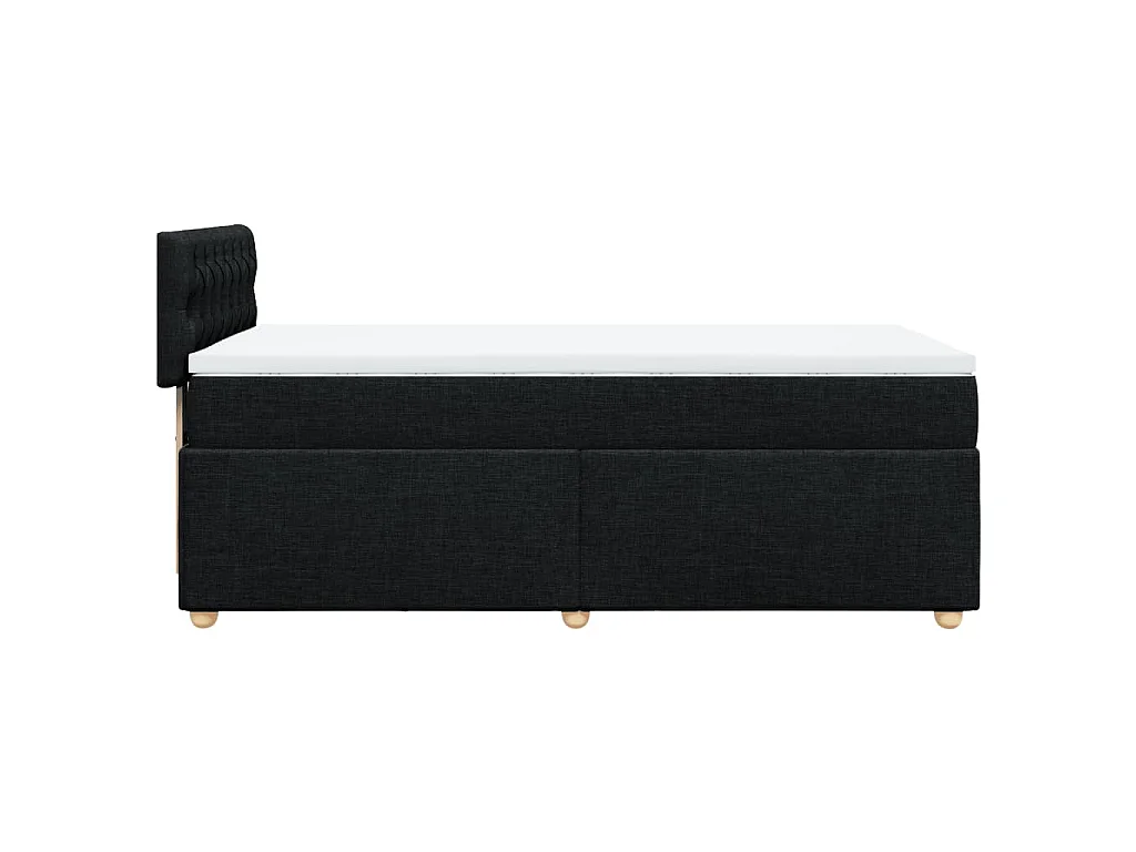 Cama box spring con colchón tela negro 90x200 cm