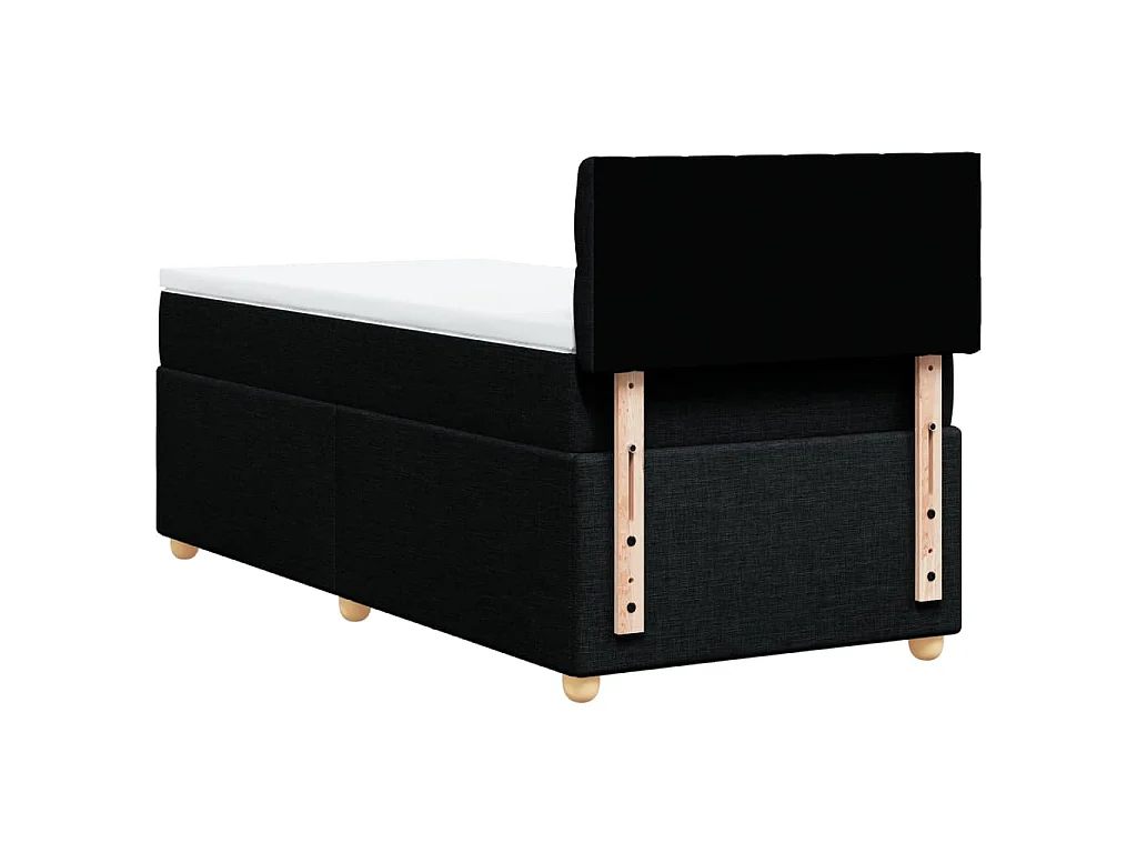 Cama box spring con colchón tela negro 90x200 cm