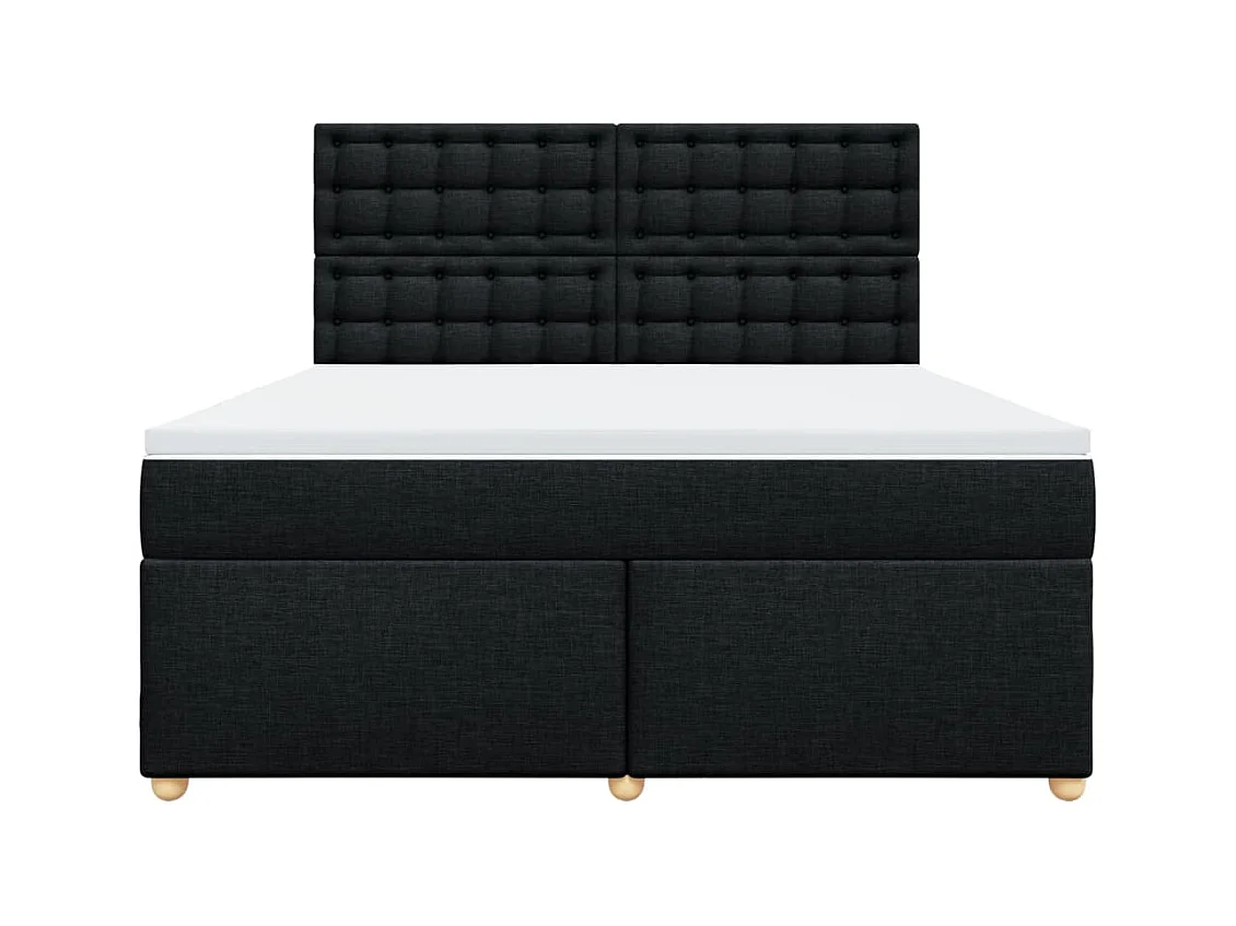 Sommier à lattes de lit avec matelas Noir 180x200 cm Tissu