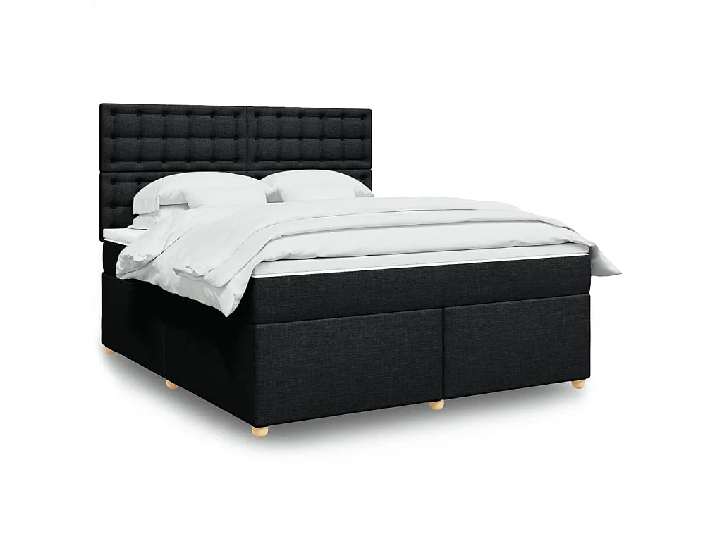 Sommier à lattes de lit avec matelas Noir 180x200 cm Tissu