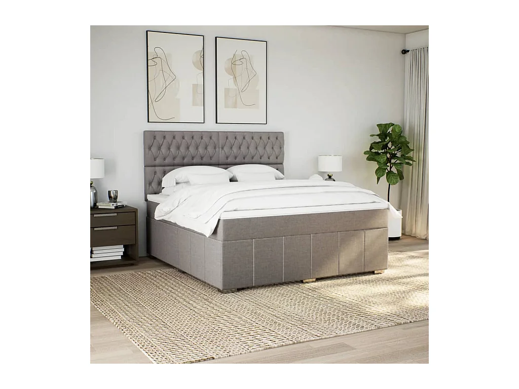 Giroletto a Molle con Materasso Tortora 180x200 cm in Tessuto