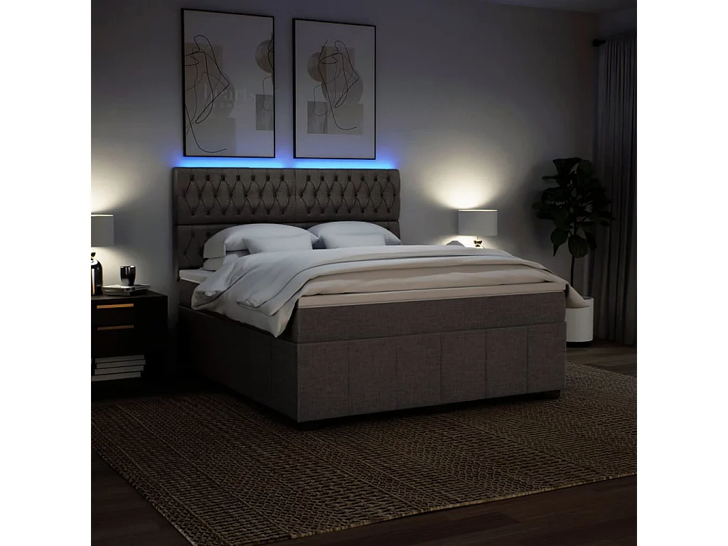 Sommier à lattes de lit avec matelas Taupe 180x200 cm Tissu