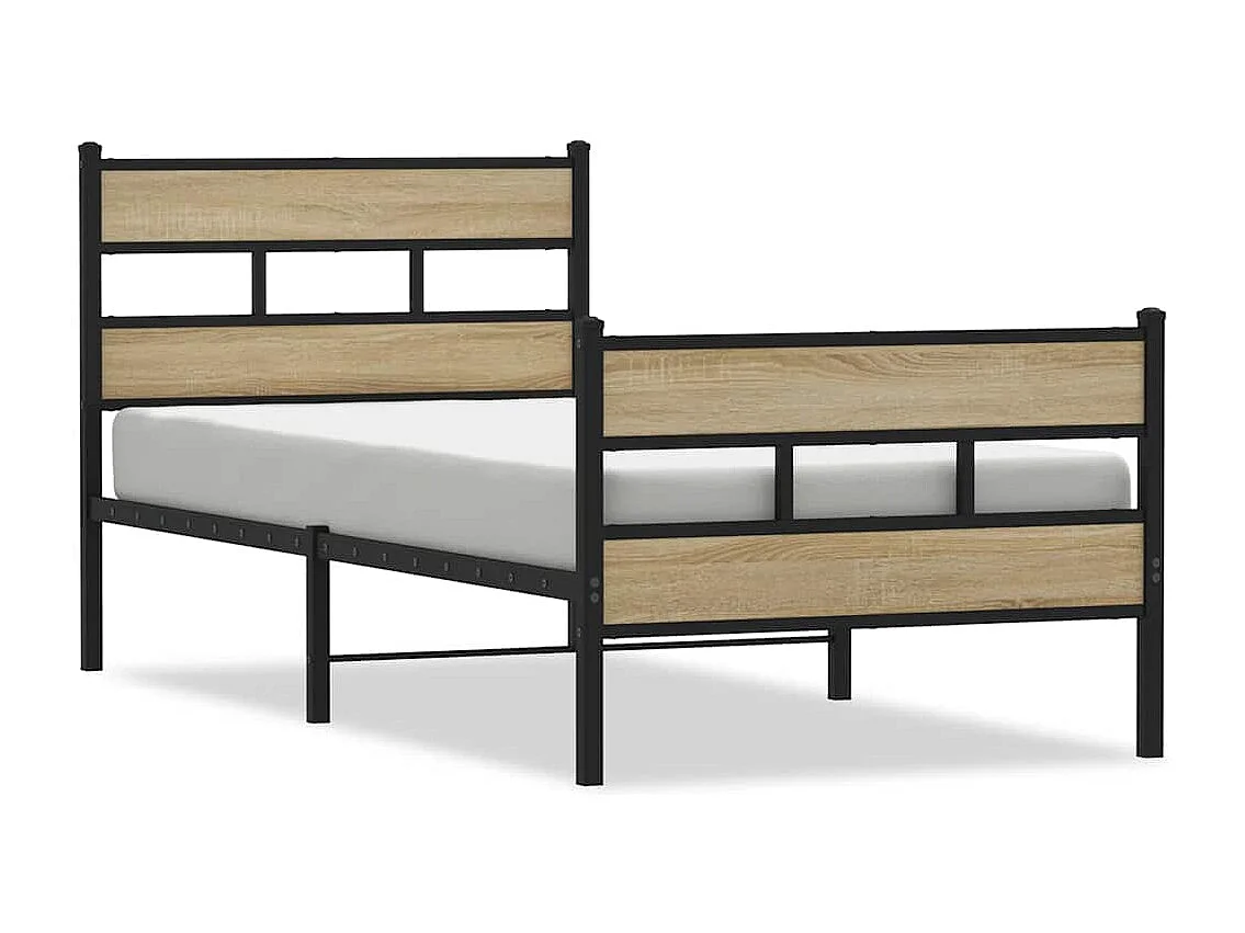 Cadre de lit en métal sans matelas chêne sonoma 100x190 cm