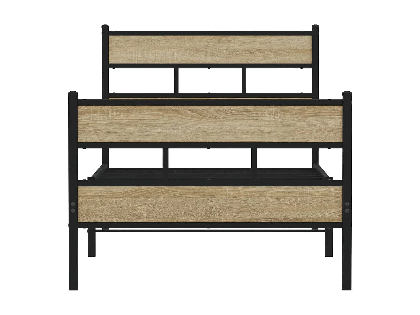 Cadre de lit en métal sans matelas chêne sonoma 100x190 cm