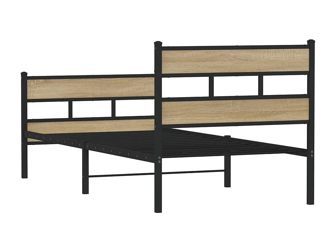 Cadre de lit en métal sans matelas chêne sonoma 100x190 cm